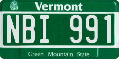 VT license plate NBI991