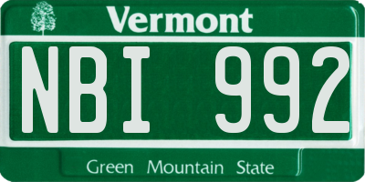 VT license plate NBI992