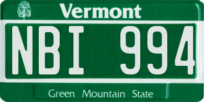 VT license plate NBI994