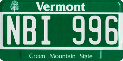 VT license plate NBI996