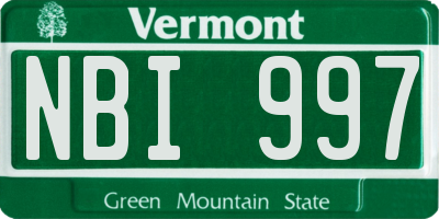 VT license plate NBI997