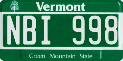 VT license plate NBI998