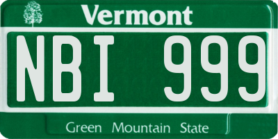 VT license plate NBI999