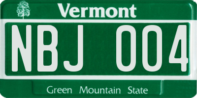 VT license plate NBJ004