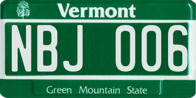 VT license plate NBJ006
