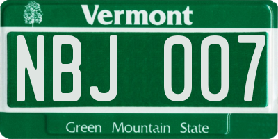 VT license plate NBJ007