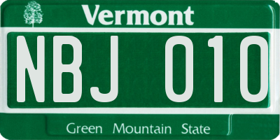 VT license plate NBJ010