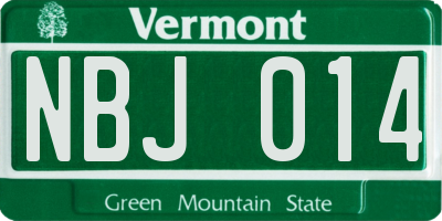 VT license plate NBJ014