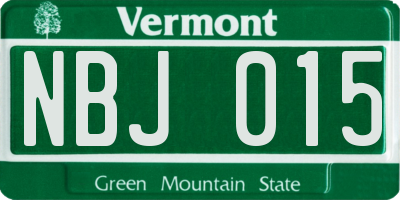 VT license plate NBJ015