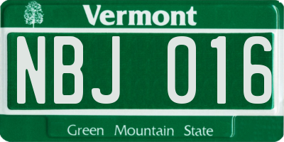 VT license plate NBJ016