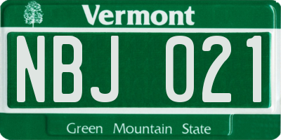 VT license plate NBJ021