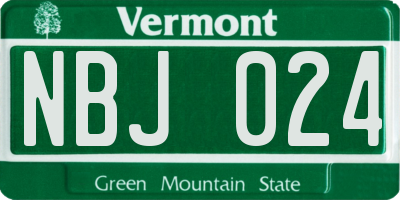 VT license plate NBJ024