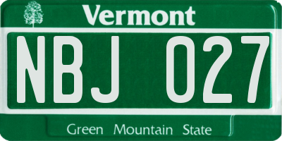 VT license plate NBJ027
