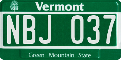 VT license plate NBJ037
