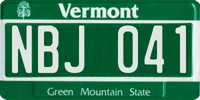 VT license plate NBJ041