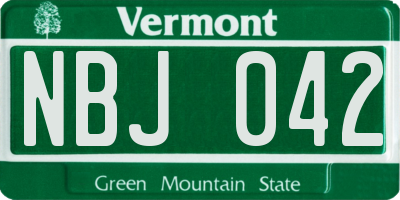 VT license plate NBJ042