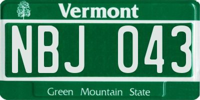 VT license plate NBJ043