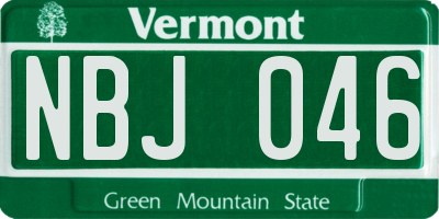 VT license plate NBJ046
