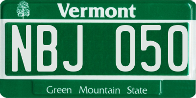 VT license plate NBJ050
