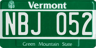 VT license plate NBJ052