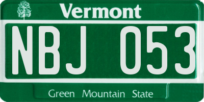 VT license plate NBJ053