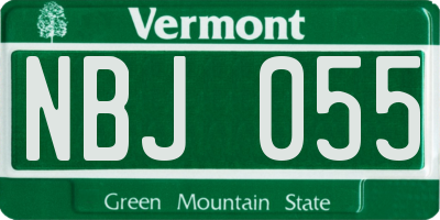 VT license plate NBJ055