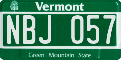 VT license plate NBJ057