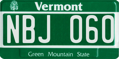 VT license plate NBJ060