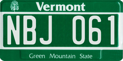 VT license plate NBJ061