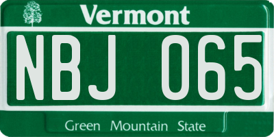 VT license plate NBJ065