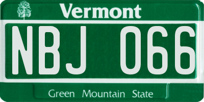 VT license plate NBJ066