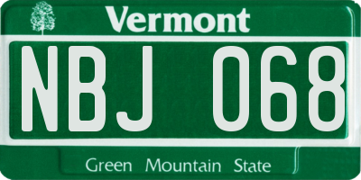 VT license plate NBJ068