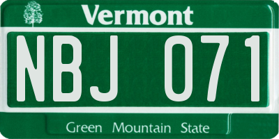 VT license plate NBJ071