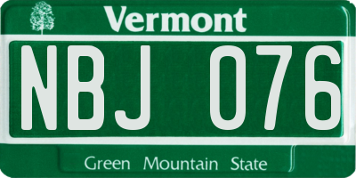 VT license plate NBJ076