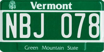 VT license plate NBJ078