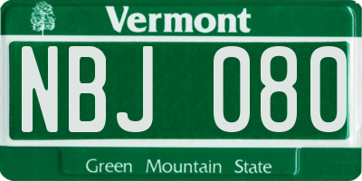 VT license plate NBJ080