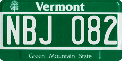 VT license plate NBJ082