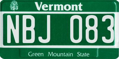 VT license plate NBJ083