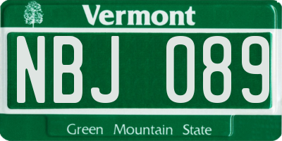 VT license plate NBJ089
