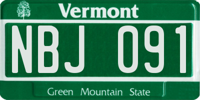 VT license plate NBJ091