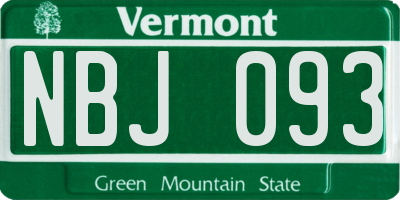VT license plate NBJ093