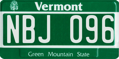 VT license plate NBJ096