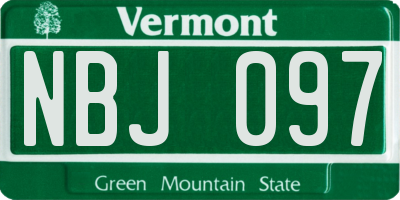 VT license plate NBJ097