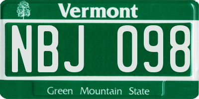 VT license plate NBJ098