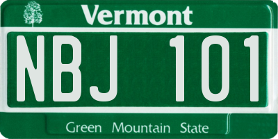 VT license plate NBJ101