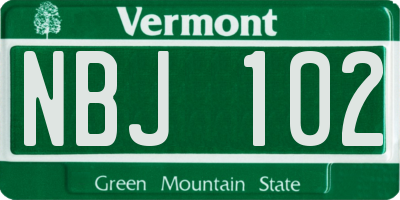 VT license plate NBJ102