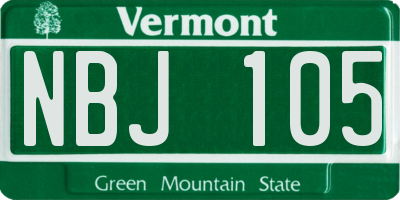 VT license plate NBJ105