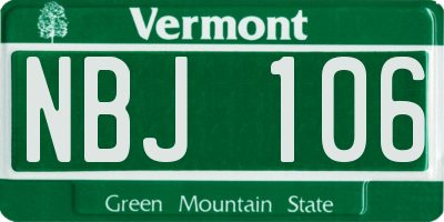 VT license plate NBJ106