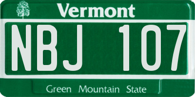 VT license plate NBJ107