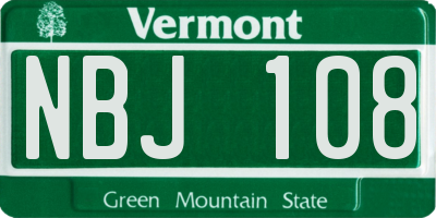 VT license plate NBJ108